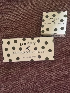 Anthropologie Polka Dot Pill Compact Set - Black PokaDot on Cream